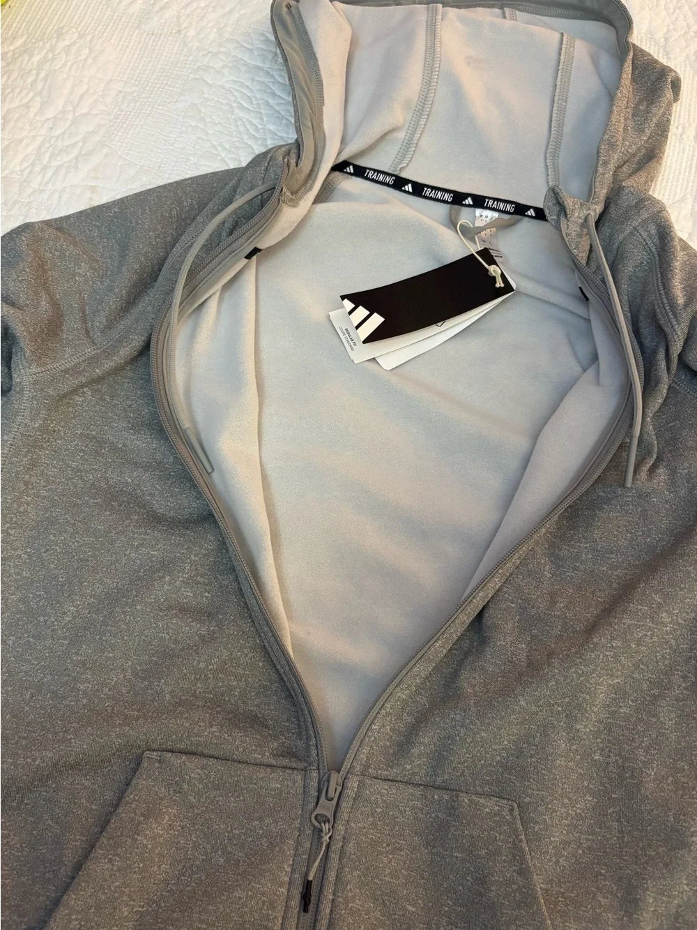 adidas Men’s Full-Zip Hooded Performance Jacket — Gray